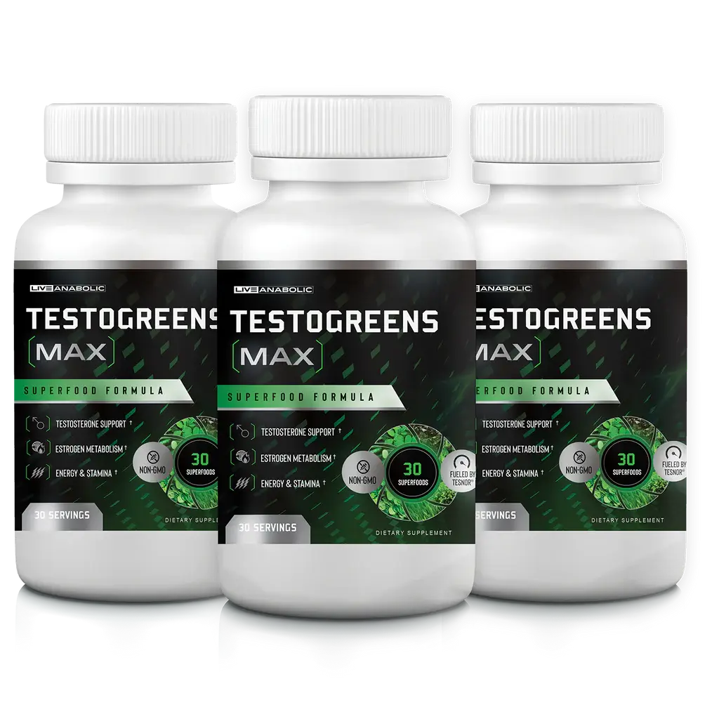TestoGreens Max — patented Tesnor testosterone support supplement made in the USA, 60-day money-back guarantee